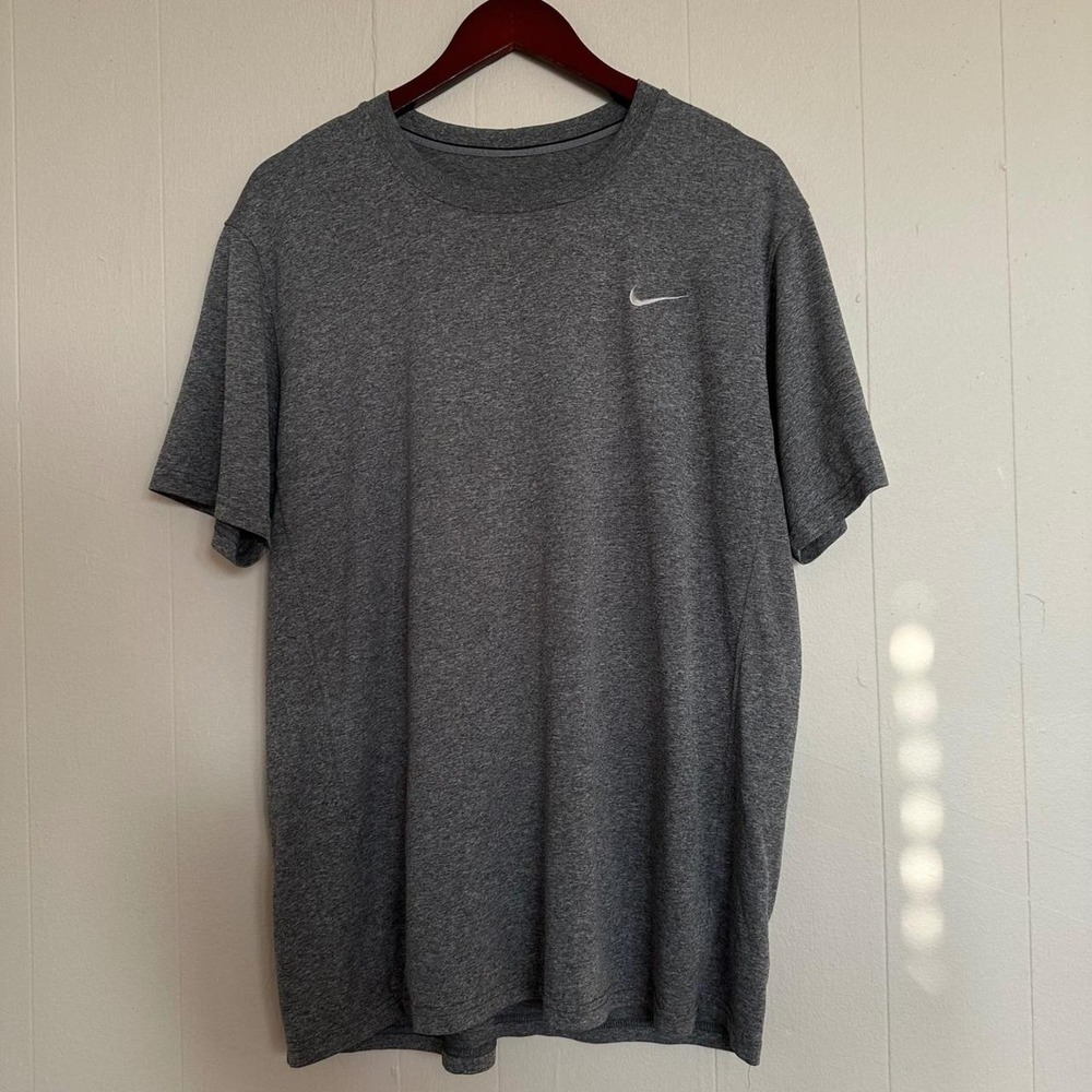 2000s Nike FIT DRY Short Sleeve Shirt Size XL Grey Heathered Swoosh